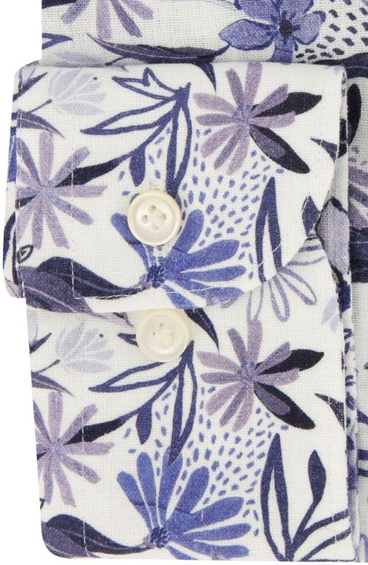 Profuomo - Overhemd - Blauw - Katoen/Linnenmix - Slim Fit