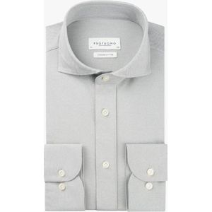 Profuomo - Knitted Overhemd - Grijs - Katoen/Polyester - Normale Fit