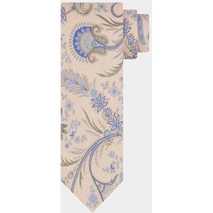 Profuomo stropdas roze met blauwe bloemen print zijde