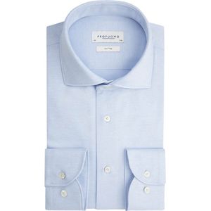Profuomo - Knitted Overhemd - Lichtblauw - Slim-fit - Katoen - Lange Mouw