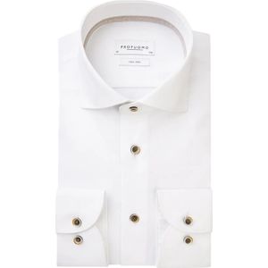 Profuomo slim fit heren overhemd, dobby, wit