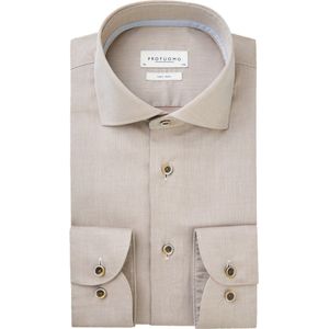 Profuomo slim fit heren overhemd, dobby, beige