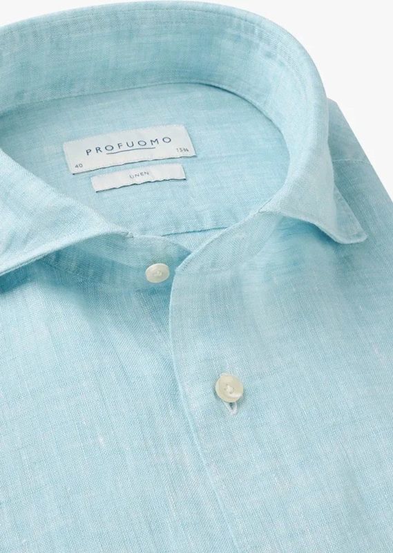 Profuomo - Overhemd - Blauw - 100% Linnen - Slim Fit