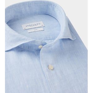 Profuomo, Heren, Overhemden, Blauw, Maat: S Linnen,