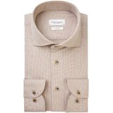 Profuomo slim fit heren overhemd - jersey - beige - Strijkvriendelijk - Boordmaat: 41