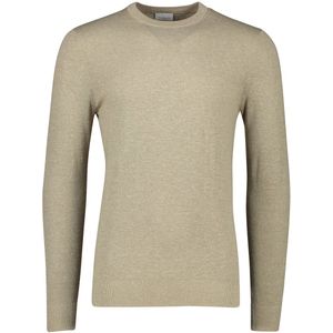 Profuomo - Trui - Beige Gemêleerd - Katoen - Ronde Hals
