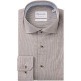 Michaelis - Slim Fit - Heren Overhemd - Lichtbruin - Structuur