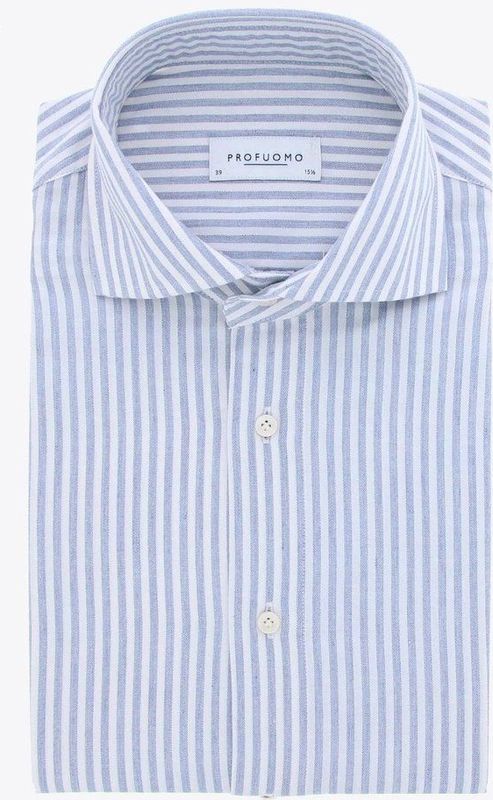 PROFUOMO - Overhemd - Blauw - Streep - Katoen