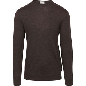 Profuomo Pullover Merinowol Donkerbruin - Maat XXL - Heren - Pullovers
