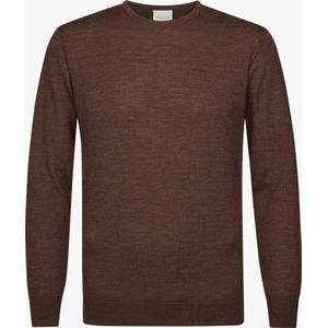 Profuomo - Slim Fit Trui - Roestbruin - Wol - O-hals