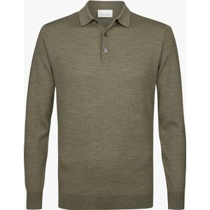 Profuomo heren trui wol - slim fit gebreide polo lange mouw - groen
