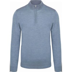 Profuomo heren trui wol slim fit trui met korte rits blauw