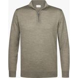 Profuomo heren trui wol, slim fit trui met korte rits, groen