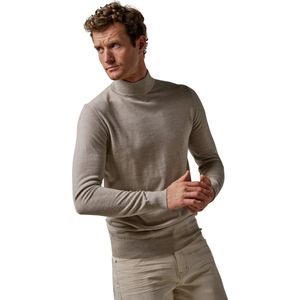Profuomo Merino Wollen Mock Neck Pullover - Beige