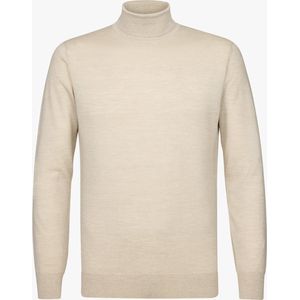 Profuomo heren trui wol, slim fit coltrui, beige