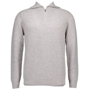 Profuomo Half Zip Pullover Merinowol Melange Grijs - Heren - Pullovers