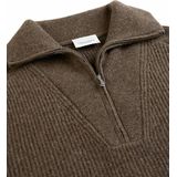 Profuomo Half Zip Pullover Merinowol Melange Grijs - Heren - Pullovers