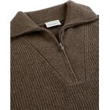 Profuomo Half Zip Pullover Merinowol Melange Grijs - Heren - Pullovers
