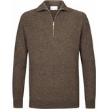 Profuomo Half Zip Pullover Merinowol Melange Grijs - Heren - Pullovers
