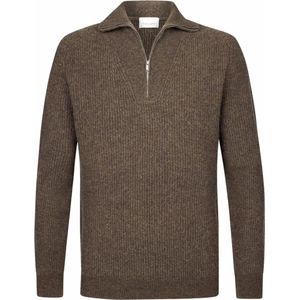 Profuomo trui half zip bruin effen normale fit