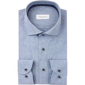 Profuomo Hemd Flanel Lichtblauw - Slim-fit - Lange Mouwen