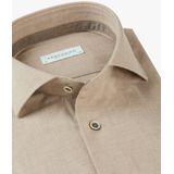 Profuomo - Slim Fit - Overhemd - Beige - 100% Katoen - Strijkvriendelijk