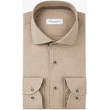 Profuomo - Slim Fit - Overhemd - Beige - 100% Katoen - Strijkvriendelijk