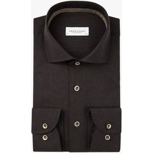 Profuomo slim fit heren overhemd, structuur, bruin
