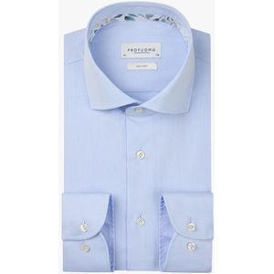 Profuomo - Slim Fit Overhemd - Lictblauw - 100% Katoen - Strijkvriendelijk