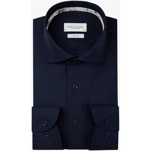 Profuomo slim fit heren overhemd - twill - donkerblauw - Strijkvriendelijk - Boordmaat: 42