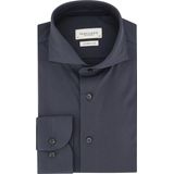 Profuomo - Knitted Overhemd - Mid Blue - 50% Katoen 50% Polyester