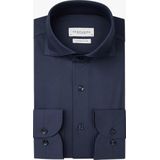 Profuomo - Knitted Overhemd - Mid Blue - 50% Katoen 50% Polyester