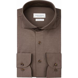 Profuomo Business hemd lange mouw Bruin Japanese knitted PPVH30044C/5