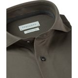 Profuomo - Japanese Knitted Hemd - Donkergroen - Polyester Katoen - Slim-fit