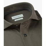 Profuomo - Japanese Knitted Hemd - Donkergroen - Polyester Katoen - Slim-fit