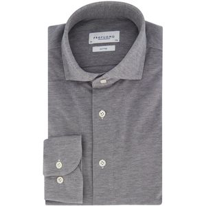 Profuomo - Slim Fit Overhemd - Grijs - 100% Katoen