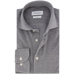 Profuomo - Slim Fit Overhemd - Grijs - 100% Katoen - Gemêleerd Design