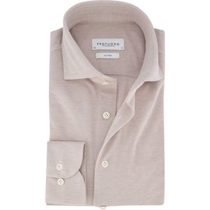 Profuomo - Slim Fit Overhemd - Beige - 100% Katoen