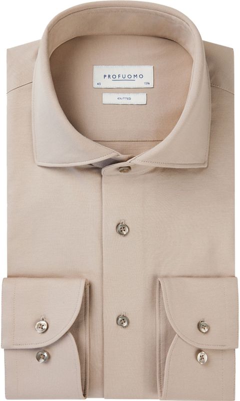 Profuomo - Slim Fit Overhemd - Beige - Katoen