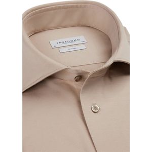 Profuomo - Slim Fit Overhemd - Beige - 100% Katoen