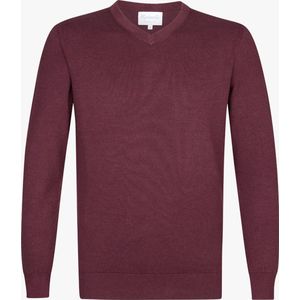 Michaelis heren trui katoenmengsel - slim fit trui met V-hals - bordeauxrood