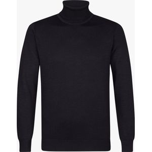 Michaelis heren trui katoenmengsel, slim fit coltrui, zwart