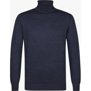 Michaelis heren trui katoenmengsel, slim fit coltrui, navy blauw