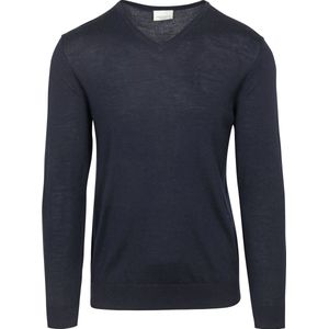 Profuomo Pullover V-Hals Merinowol Navy - Heren - Pullovers