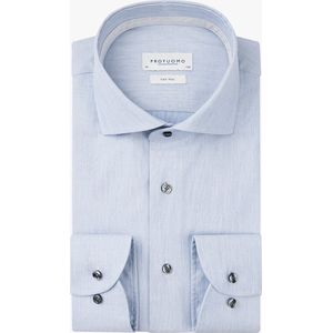 Profuomo slim fit heren overhemd, mouwlengte 72 cm, dobby, blauw