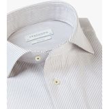 Profuomo - Slim Fit Overhemd - Olijfgroen met Wit Gestreept - Dobby - Strijkvriendelijk