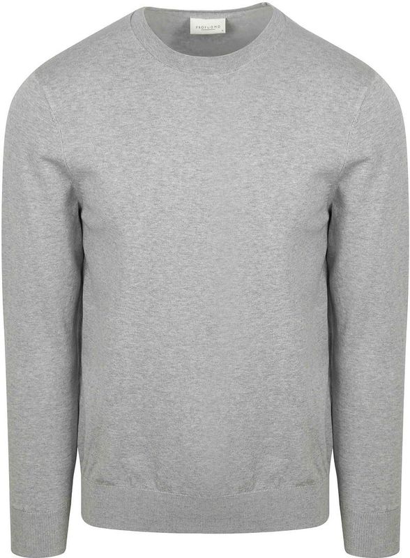 Profuomo Luxury Trui ronde hals lichtgrijs, Effen