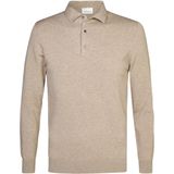 Profuomo - Longsleeve Poloshirt - Effen - Beige - Lyocell Nylon Katoen Zijde