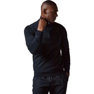 Profuomo - Trui - Zwart - Hoogwaardig Materiaal - Halve Rits