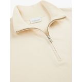 Profuomo - Heren Half Zip Pullover Sweater - Beige - Katoen